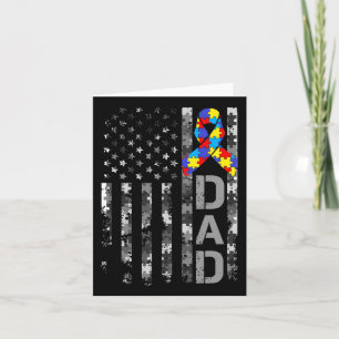 Autism Awareness Dad Usa Flag Fathers Day 1  Card