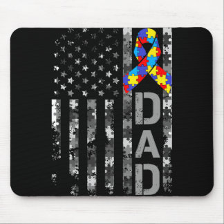 Autism Awareness Dad Usa Flag Fathers Day 1  Mouse Pad