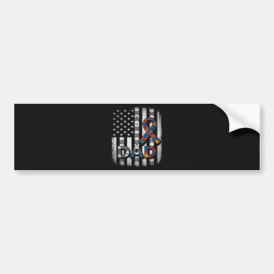 Autism Awareness Dad USA Flag Fathers Day Bumper Sticker