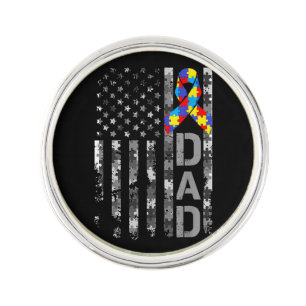 Autism Awareness Dad USA Flag Fathers day Lapel Pin