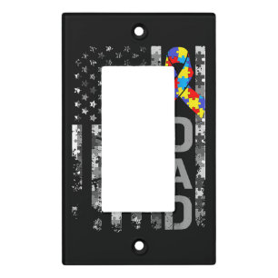 Autism Awareness Dad USA Flag Fathers day Light Switch Cover