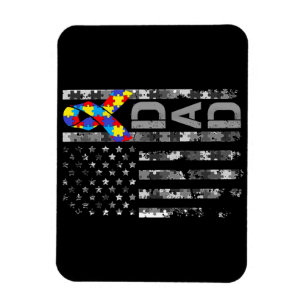 Autism Awareness Dad USA Flag Fathers day Magnet