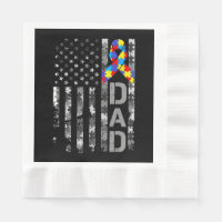 Autism Awareness Dad USA Flag Fathers day
