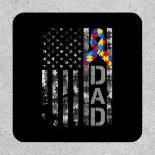Autism Awareness Dad USA Flag Fathers day Patch