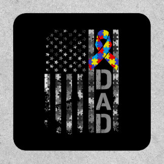 Autism Awareness Dad USA Flag Fathers day Patch