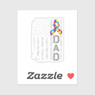 Autism Awareness Dad USA Flag Fathers day Sticker