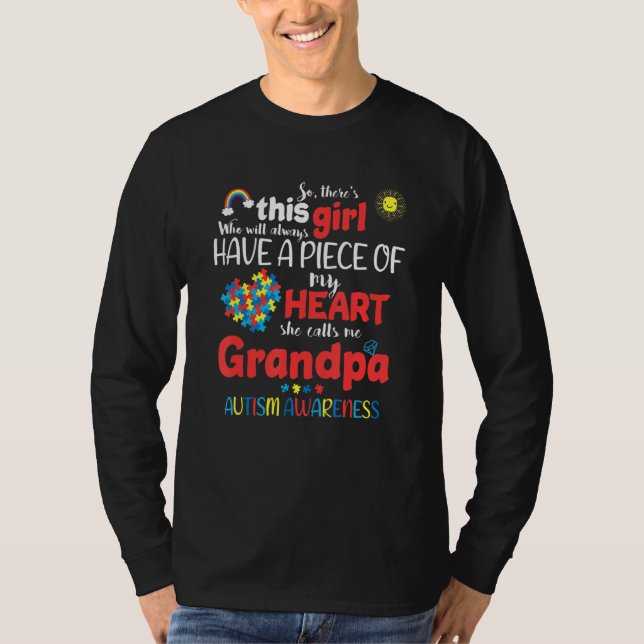Autism Awareness Day Autistic Girl Autism Grandpa T-Shirt (Front)
