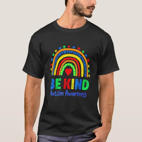 Autism Awareness Day  Colorful Rainbow Be Kind Kid T_Shirt