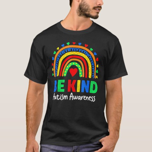 Autism Awareness Day  Colorful Rainbow Be Kind Kid T_Shirt