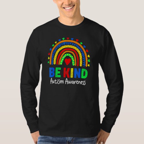 Autism Awareness Day  Colorful Rainbow Be Kind Kid T_Shirt