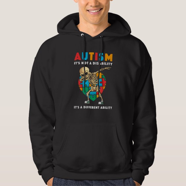 Autism Awareness Day Dabbing Skeleton Kids  Outfit Hoodie (Front)