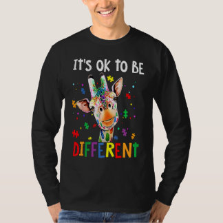 Autism Awareness Day Giraffe It's Ok To Be Differe T-Shirt