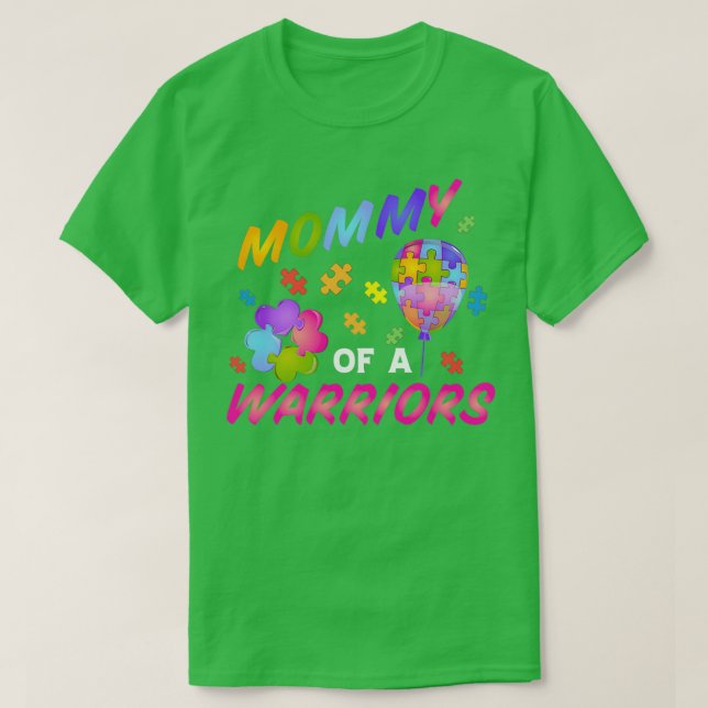 Autism Awareness Day Mommy Warriors T-Shirt (Design Front)