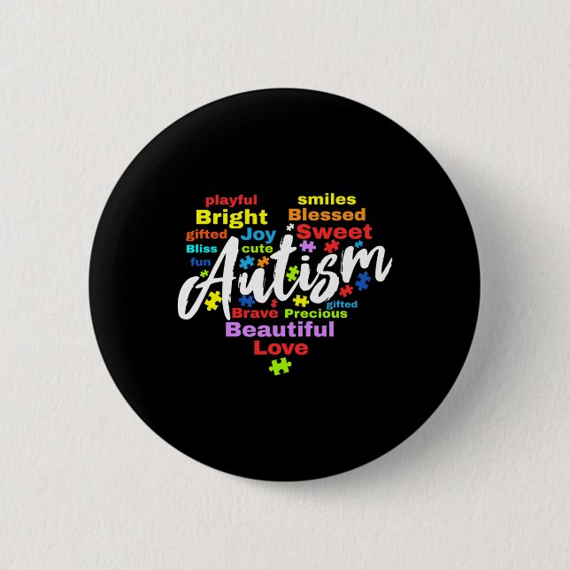 Autism Awareness Day Month Colours  Button (Front)