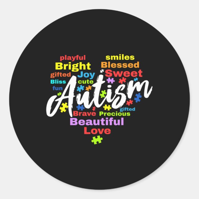 Autism Awareness Day Month Colours  Classic Round Sticker (Front)