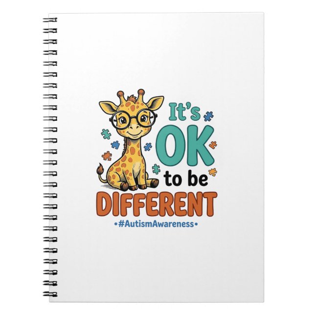 Autism Awareness Different Giraffe Vintage Shirt_1 Notebook (Front)