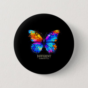 Autism Awareness Different Is Beautiful Butterfly  Button