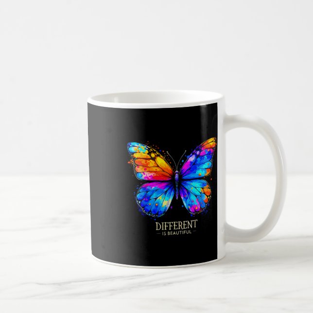 Autism Awareness Different Is Beautiful Butterfly  Coffee Mug (Right)