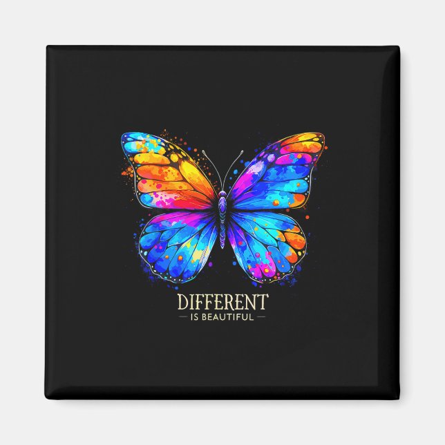 Autism Awareness Different Is Beautiful Butterfly  Magnet (Front)