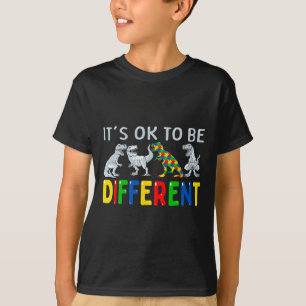 Autism Awareness Dinosaur Kid Boys It's OK To Be D T-Shirt