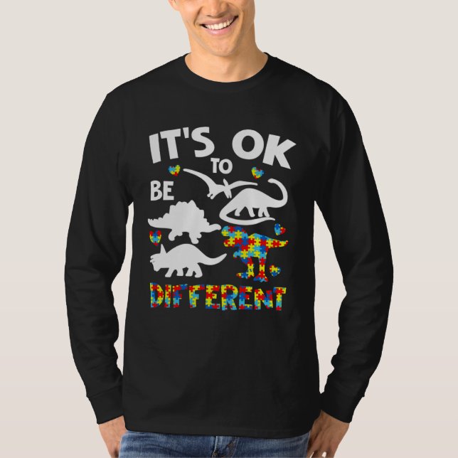Autism Awareness Dinosaur Kid Boys Its Ok To Be Di T-Shirt (Front)