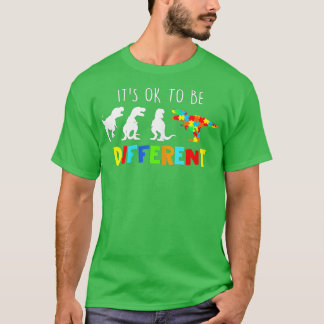 Autism Awareness Dinosaur Kid Boys Its Ok To Be Di T-Shirt