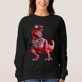 Autism Awareness Dinosaur T Rex Heart Puzzle Piece Sweatshirt