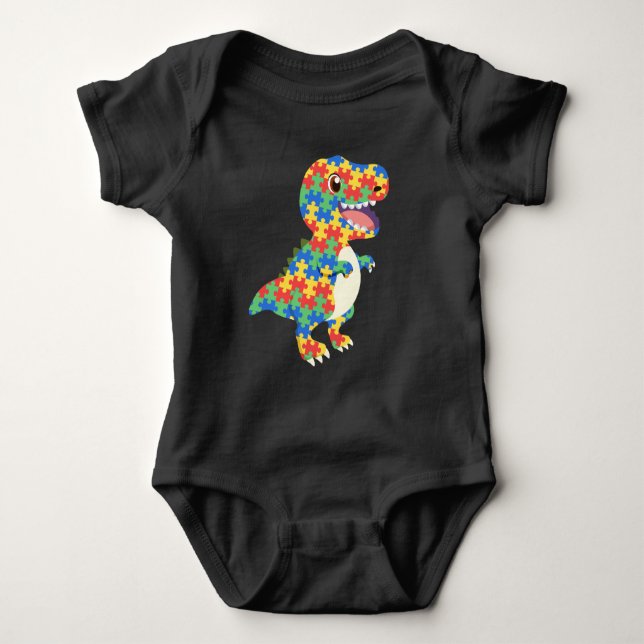 Autism Awareness Dinosaurs Baby Bodysuit (Front)