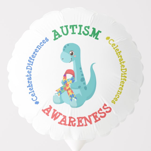 Autism Awareness Dinosaurs Balloon (Front)