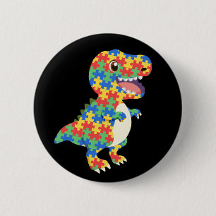 Autism Awareness Dinosaurs Button