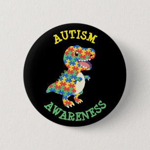 Autism Awareness Dinosaurs Button