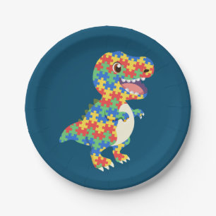 Autism Awareness Dinosaurs Paper Plates