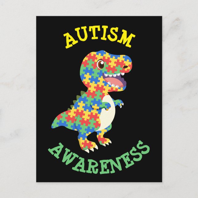 Autism Awareness Dinosaurs Postcard (Front)