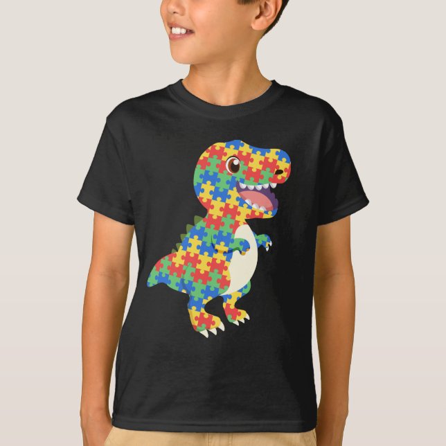 Autism Awareness Dinosaurs T-Shirt (Front)