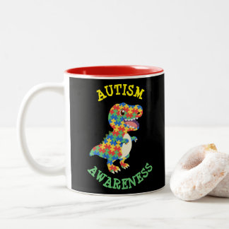 Autism Awareness Dinosaurs Two-Tone Coffee Mug