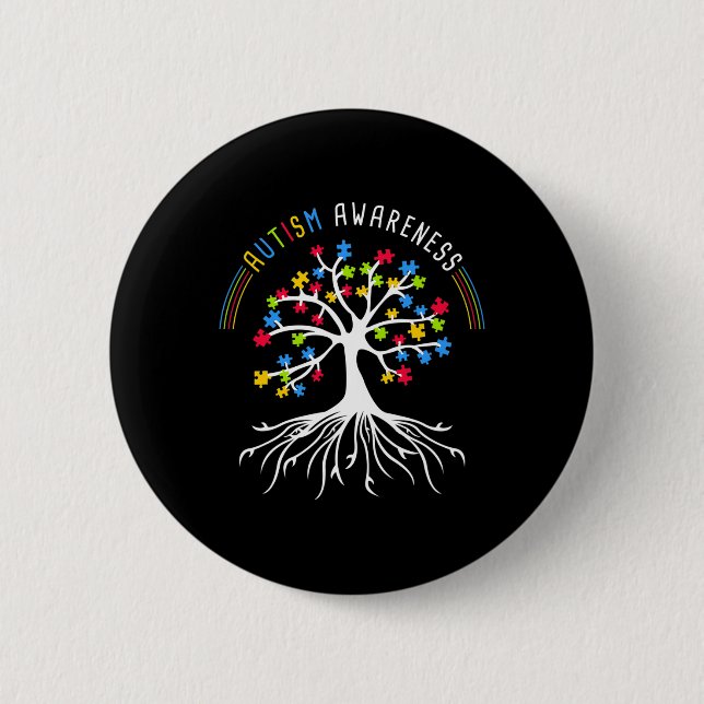 Autism Awareness Disabilities Month 3 Button (Front)