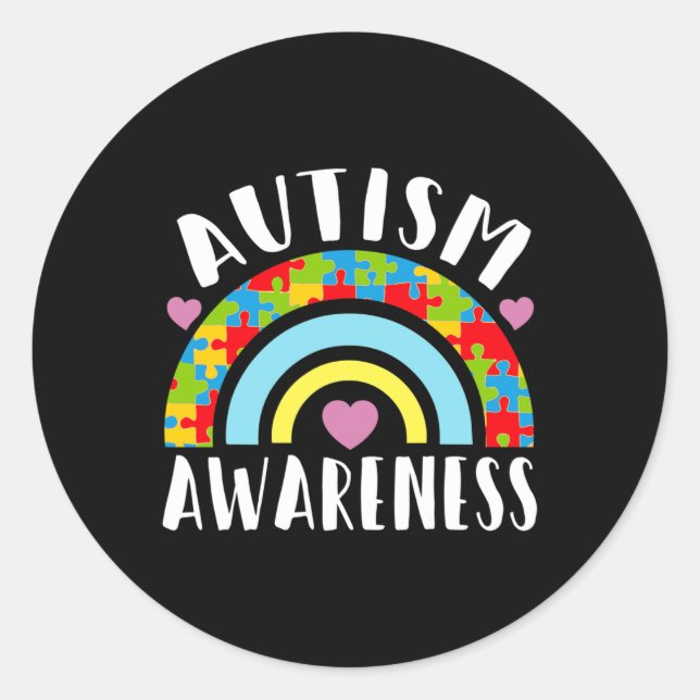 Autism Awareness Disabilities Month  Classic Round Sticker (Front)