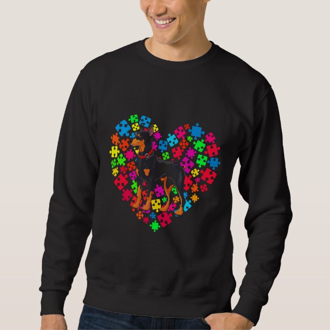 Autism Awareness Doberman Dog Mom Dad Valentine Sweatshirt (Front)