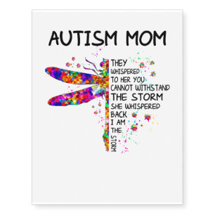 Autism Awareness, Dragonfly Autism Mom Temporary Tattoos