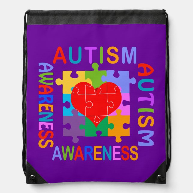 Autism Awareness Drawstring Bag (Front)