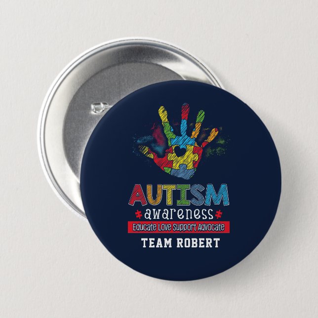 Autism Awareness Educate Advocate Custom Button (Front & Back)