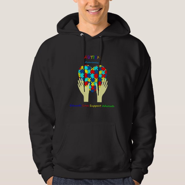 Autism Awareness Educate Love Support Avocate Hoodie (Front)