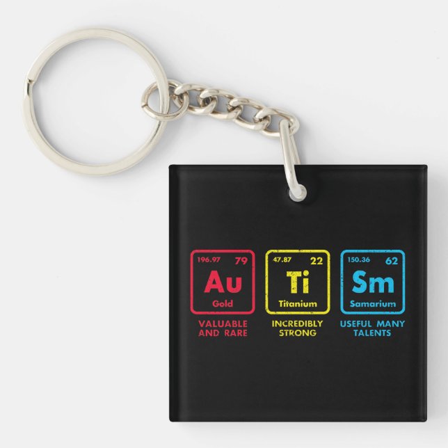Autism Awareness Elements Periodic Table Keychain (Front)