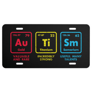 Autism Awareness Elements Periodic Table License Plate