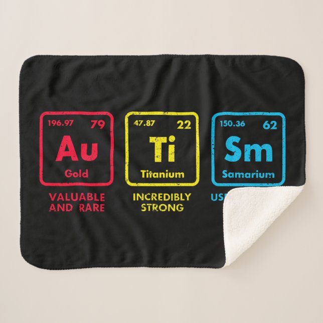 Autism Awareness Elements Periodic Table Sherpa Blanket (Front (Horizontal))