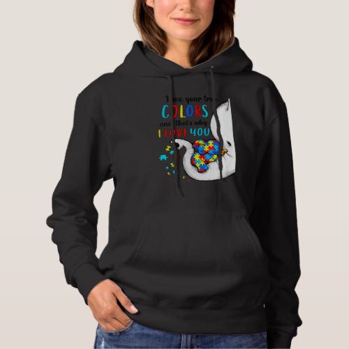 Autism Awareness Elephan I See Your True Colors Pu Hoodie