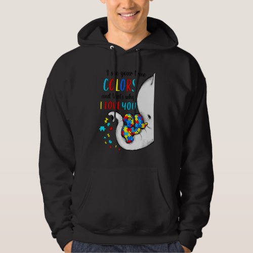 Autism Awareness Elephan I See Your True Colors Pu Hoodie
