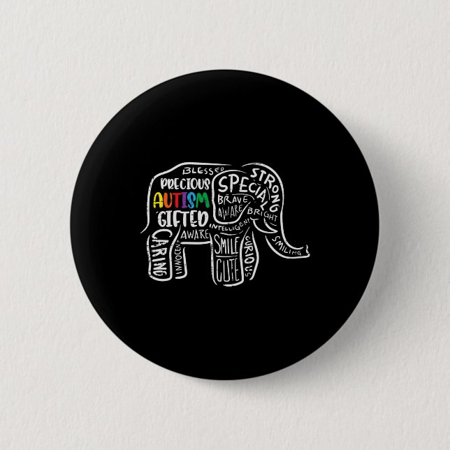 Autism Awareness Elephant Acceptance Autistic Men  Button (Front)
