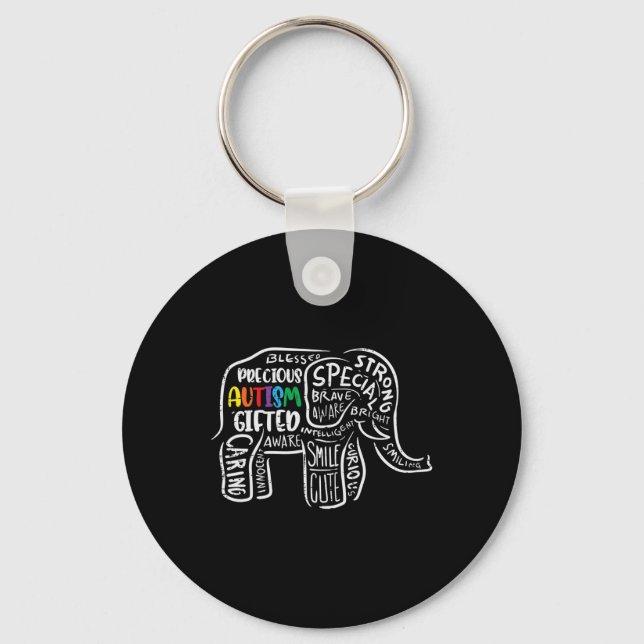Autism Awareness Elephant Acceptance Autistic Men  Keychain (Front)
