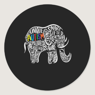 Autism Awareness Elephant Classic Round Sticker